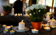 Flaming candles at the funeral ceremony indoor