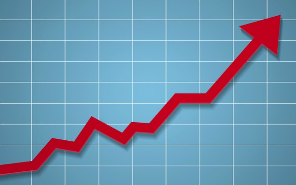 A red line graph going upwards