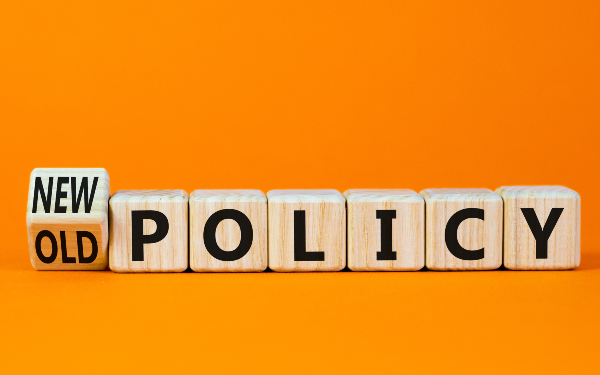 Blocks illustrating a change of policy