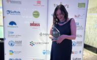 Elaine James, with her social justice advocate award at the 2023 Social Worker of the Year Awards ceremony