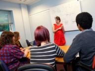 trainee social workers at a unit meeting