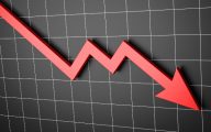 Falling Red Arrow Chart on Black Background 3D Illustration