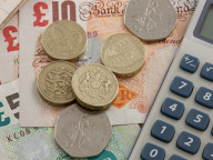 British money with calculator