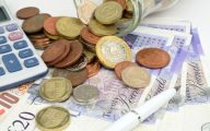 Coins, notes and calculator