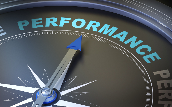 Dial pointing at the word 'performance'