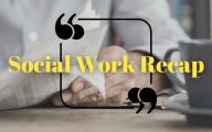 Picture of a man reading his newspaper with the logo 'Social Work Recap' on top
