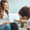 Social worker doing direct work with child