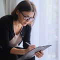 Social worker making notes