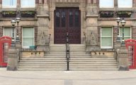 Telephone kiosks outside St Helens town hall