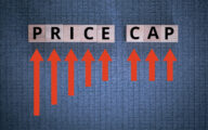 The word price cap written in blocks with red arrows pointing up to it