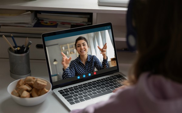 Two people on a video call