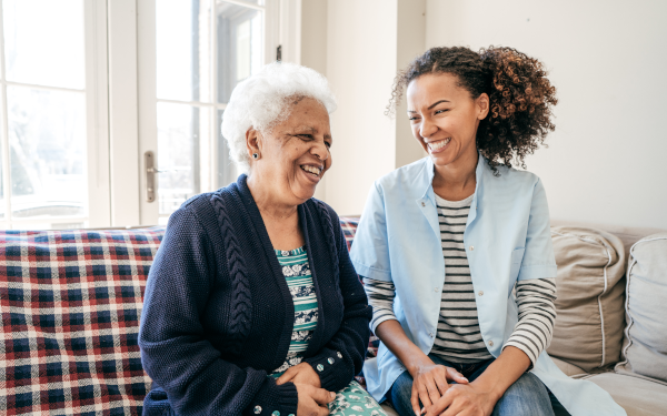 Care worker and older woman