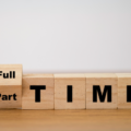 Wooden cubes spelling Full/Part time